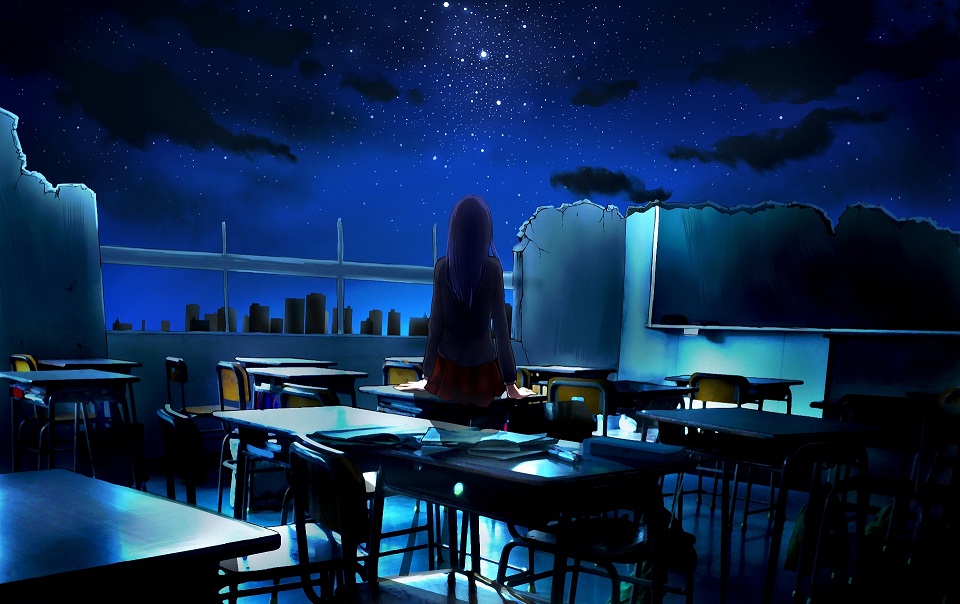 anime-girl-the-destruction-class-school-night-stars-art-wallpaper